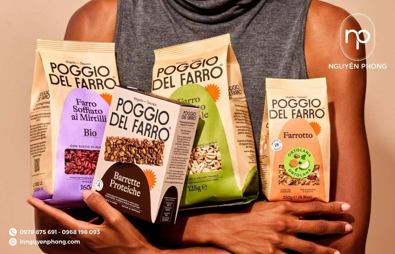 Thiết kế bao bì thực phẩm trên túi giấy đựng ngũ cốc